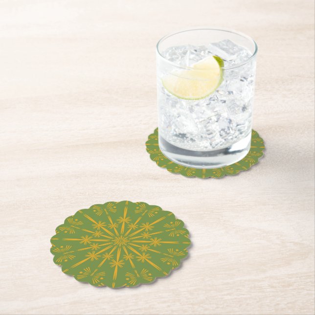 Posavasos De Papel Retro Mandala Aguacate Reasters (In situ)
