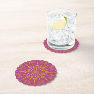 Posavasos De Papel Retro Mandala Boysenberry Paper Coasters