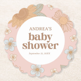 Posavasos De Papel Retro Wildflower Chica Baby Shower