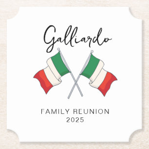 Posavasos De Papel Reunión Familiar de la Bandera Italiana