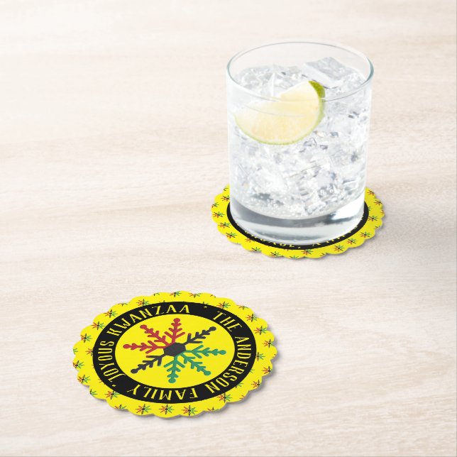 Posavasos De Papel RGB Patrón de copos de nieve Añadir nombre Joyous  (In situ)