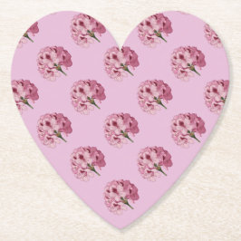 Posavasos De Papel Rhododendron Coaster con forma de corazón rosado