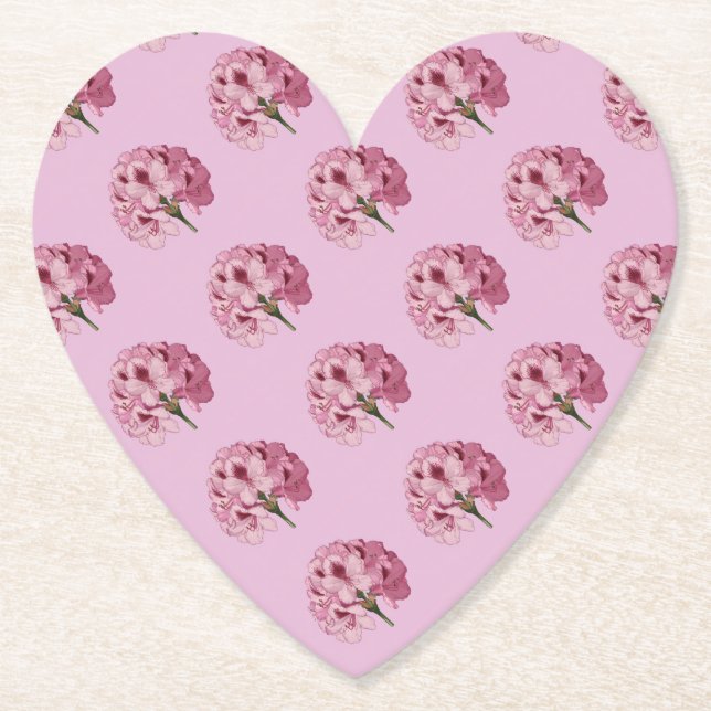 Posavasos De Papel Rhododendron Coaster con forma de corazón rosado (Anverso)
