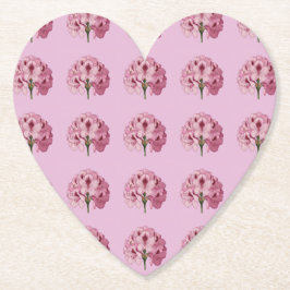 Posavasos De Papel Rhododendron Coaster con forma de corazón rosado