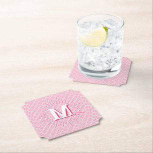 Posavasos De Papel Ripple Herringbone en Rosa Personalizado