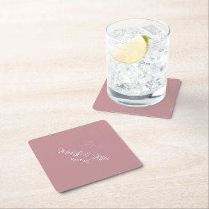 Posavasos De Papel ROE Boda simple rosa y blanco