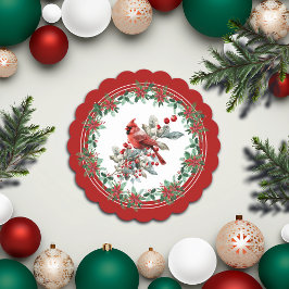 Posavasos De Papel Rojo Mockingbird Poinsettia Borders Elegante