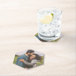 Posavasos De Papel Romantic Heart Frame Custom Couple Photo