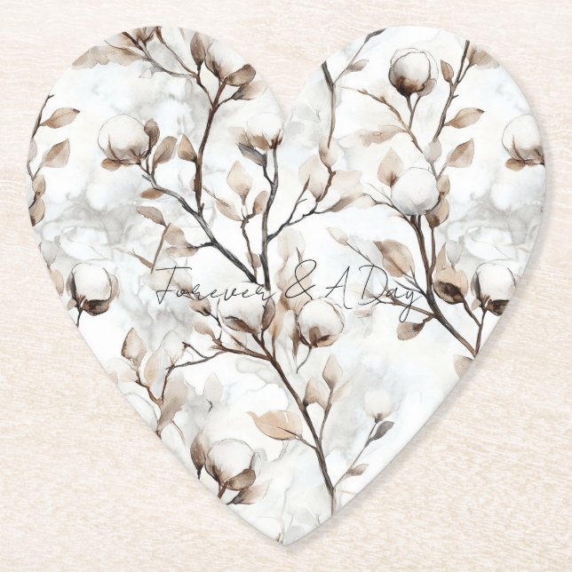 Posavasos De Papel Romantic Pretty White Flowering Tree Wedding (Anverso)