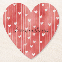 Posavasos De Papel Romantic Red White Stripes Hearts Love