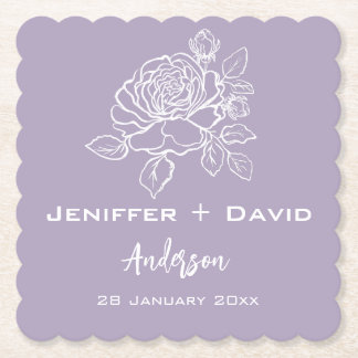 Posavasos De Papel Romantic Rose Personalized Wedding/ Bridal Shower 