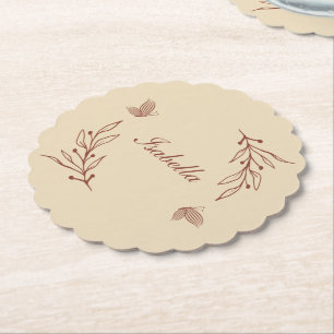 Posavasos De Papel Romántico elegante terracota floral boda
