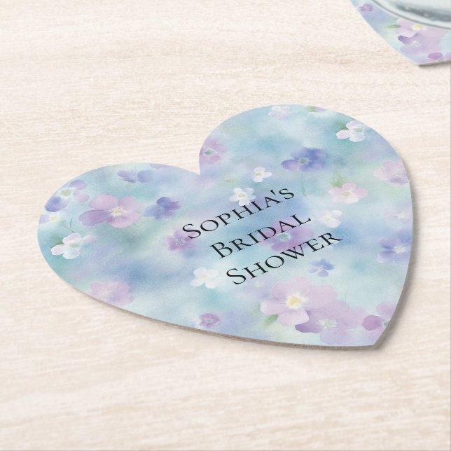 Posavasos De Papel Romántico hermoso morado flores blancas Desayuno d (En perspectiva)