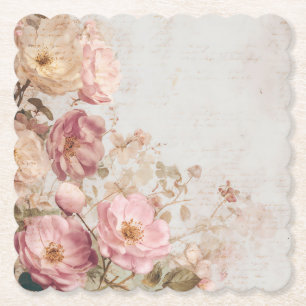 Posavasos De Papel Romántico Shabby Chic Fiesta Floral de Rosas Vinta