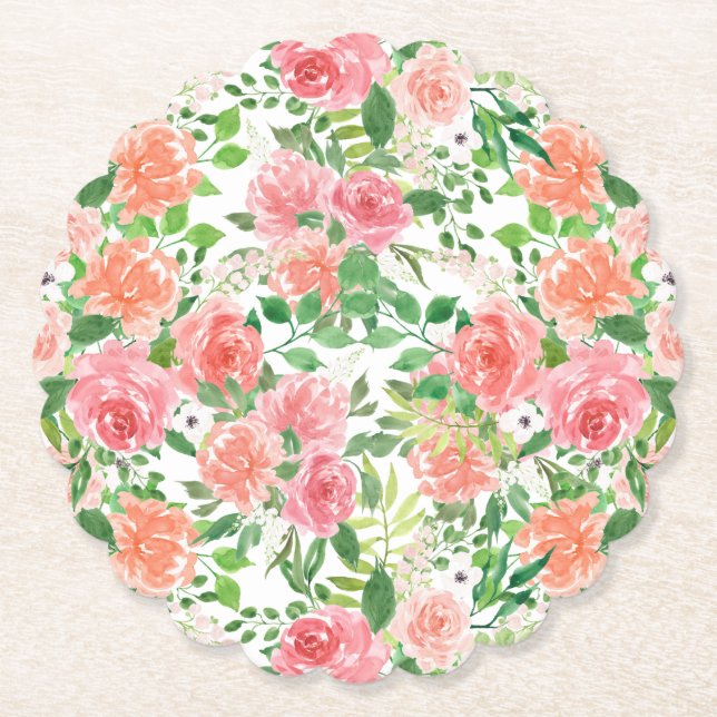 Posavasos De Papel Rosa acuático (Anverso)