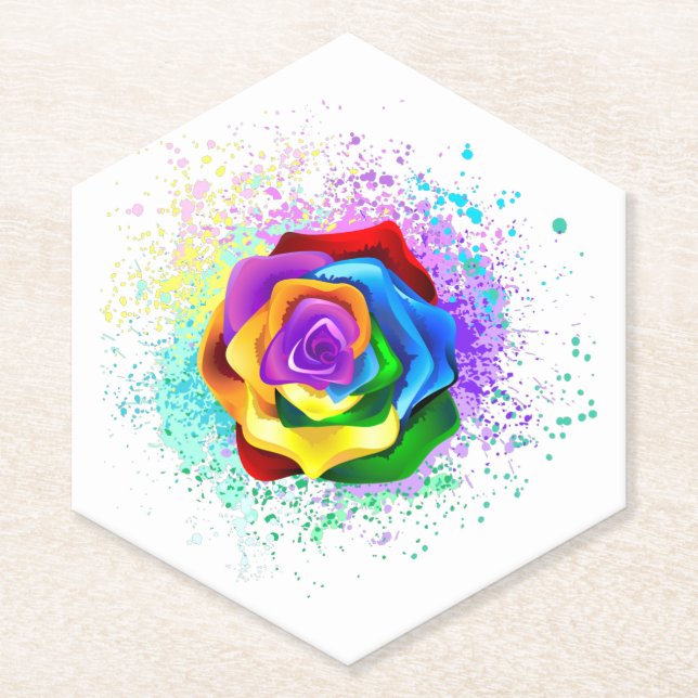 Posavasos De Papel Rosa arcoiris colorido (Anverso)
