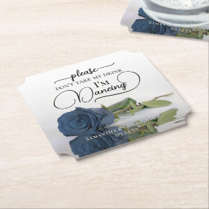 Posavasos De Papel Rosa azul de acero turbio no tome mi Boda de bebid