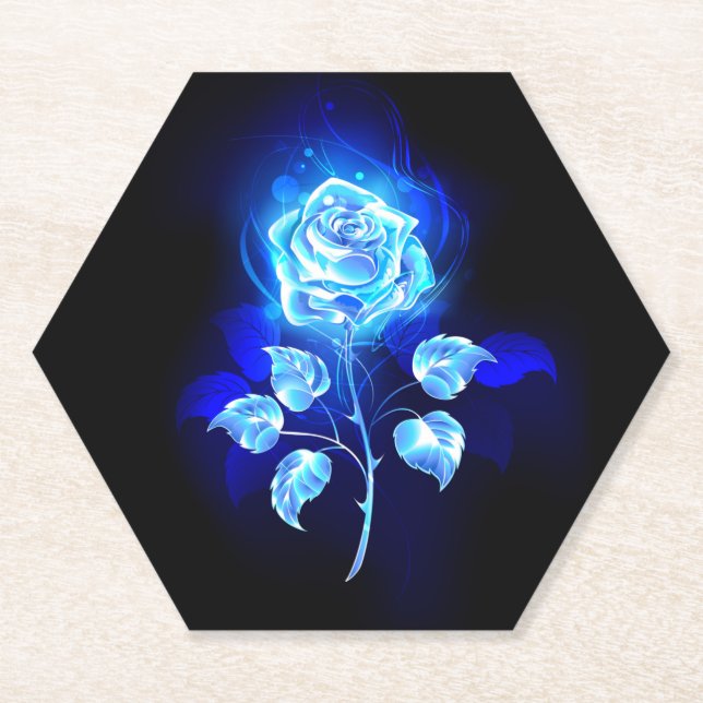Posavasos De Papel Rosa azul en llamas (Anverso)