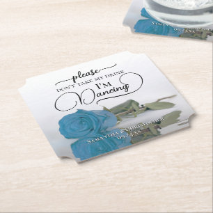 Posavasos De Papel Rosa azul turquesa no tome mi bebida Boda