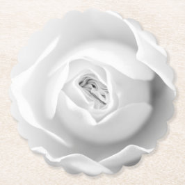 Posavasos De Papel Rosa Blanca | Diseño Floral Elegante