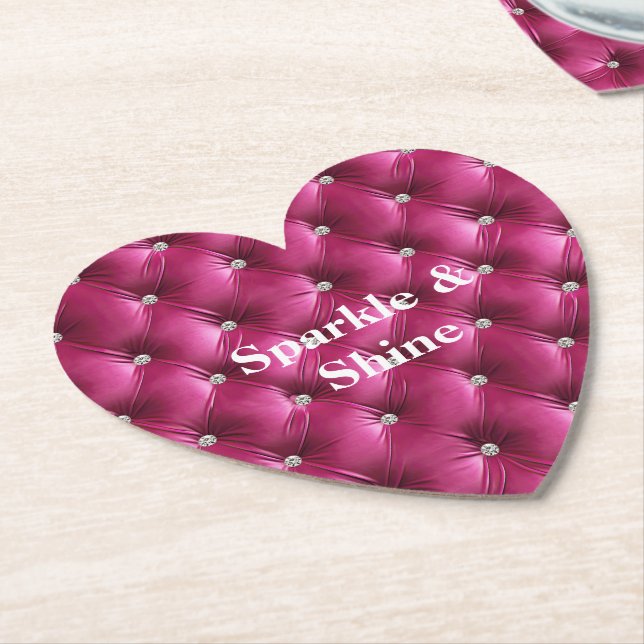 Posavasos De Papel Rosa Cálido Terciopelo Falso (En perspectiva)