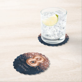 Posavasos De Papel Rosa de la Marina de Oro Azul 8 cumpleaños