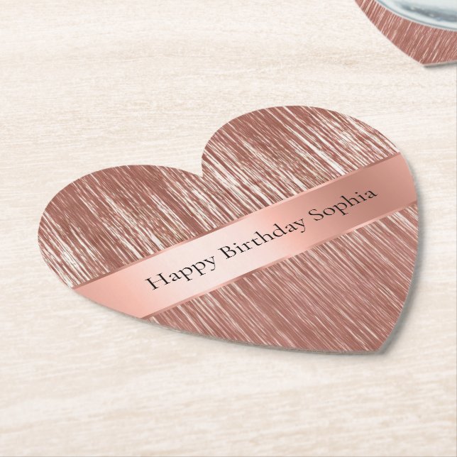 Posavasos De Papel Rosa de moda Gold Glam Tinsel Stripes Navidades (En perspectiva)