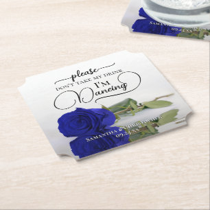 Posavasos De Papel Rosa del Glam Azul Real no tome mi Boda