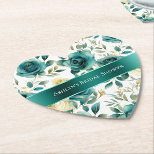 Posavasos De Papel Rosa Floral Verde Crema Azul Romántico