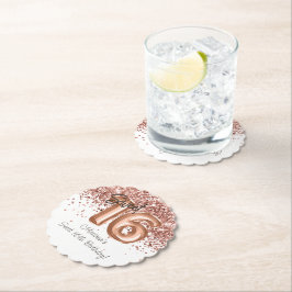 Posavasos De Papel Rosa Gold Sweet 16th Birthday Party