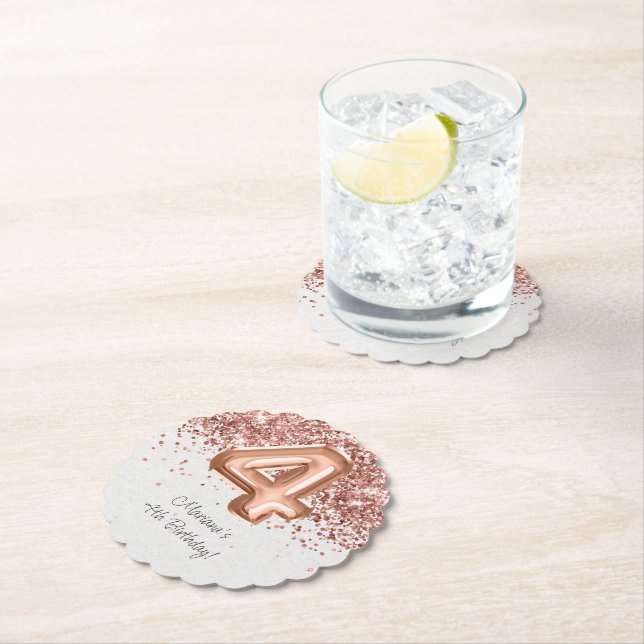 Posavasos De Papel Rosa Oro 4 Fiesta de cumpleaños (In situ)