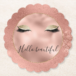 Posavasos De Papel Rosa Oro Glitzy Black Eyelashes
