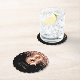 Posavasos De Papel Rosa Oro Negro 8 cumpleaños