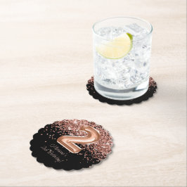 Posavasos De Papel Rosa Oro Negro Fiesta de Cumpleaños