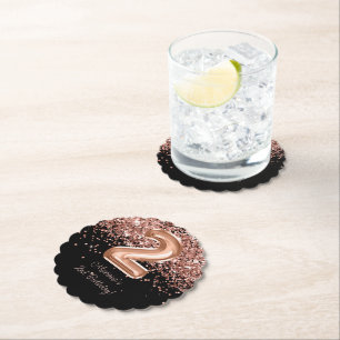 Posavasos De Papel Rosa Oro Negro Fiesta de Cumpleaños