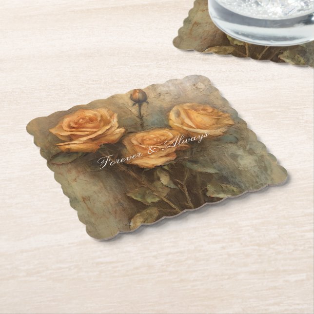 Posavasos De Papel Rosa Peach Floral Bridal Shower Boda (En perspectiva)