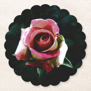 Posavasos De Papel Rosa roja pintada de petróleo