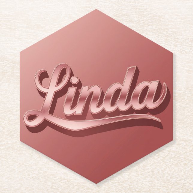 Posavasos De Papel Rosa Rosa Gold Linda Coaster (Anverso)