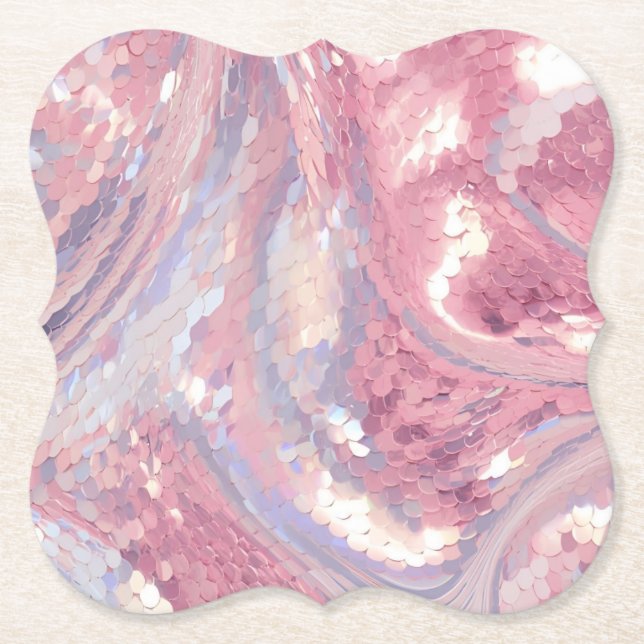 Posavasos De Papel Rosa y púrpura iridiscentes (Anverso)