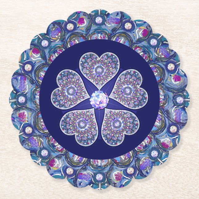 Posavasos De Papel Rosario azul (Anverso)