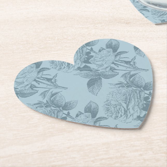 Posavasos De Papel Rosas azules de época (En perspectiva)