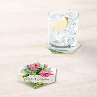 Posavasos De Papel Rosas Bodas rosados de época