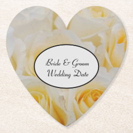 Posavasos De Papel Rosas de Coaster de Papel Novia Novio Fecha