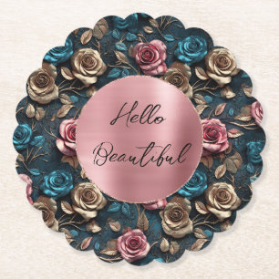 Posavasos De Papel Rosas de oro rosado