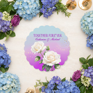 Posavasos De Papel Rosas Ombre Acuarela Azul Rosa Púrpura Boda