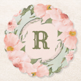Posavasos De Papel Rosas Peach y Green Sage