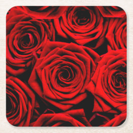 Posavasos de papel Rosas Rojas Rojas