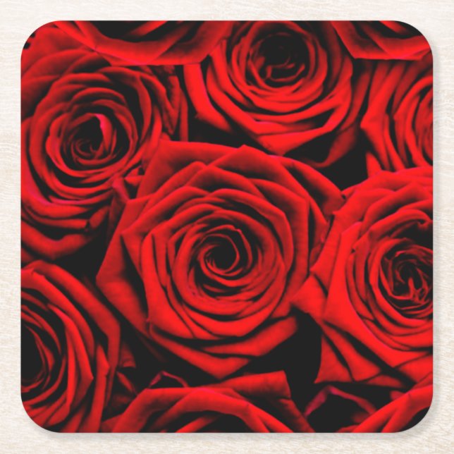 Posavasos de papel Rosas Rojas Rojas (Anverso)