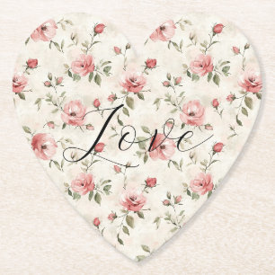 Posavasos De Papel Rosas Rosadas Amor Floral