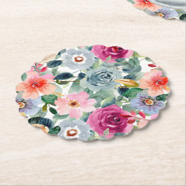 Posavasos De Papel Rosas Verde Azul y Rosadas
